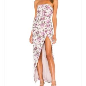 Michael Costello x REVOLVE Violet Gown in Pink Floral Strapless Maxi Dress sz 10